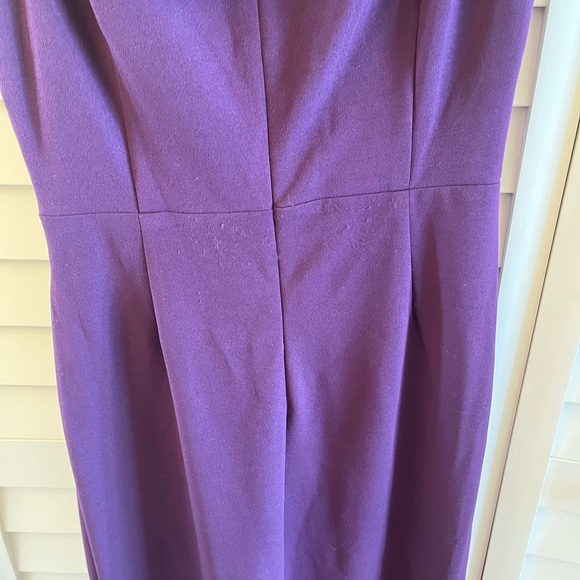 SLNY Gown Plum Off The Shoulder Sz 10. Beaded sequin on front. Side slit. - Picture 8 of 12